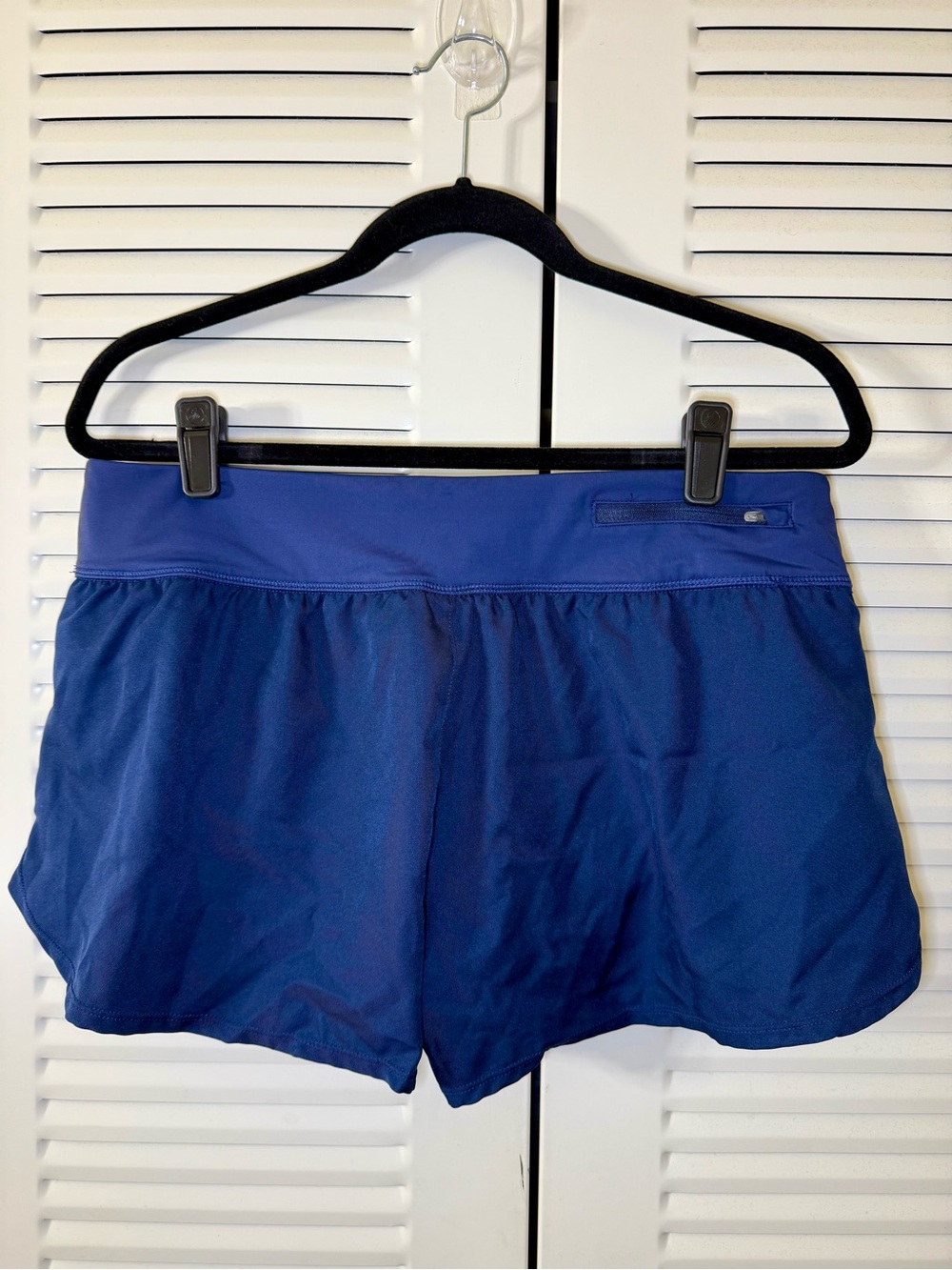 Nike Women's Deep Blue Athletic Shorts with Swoosh - Picture 2 of 3